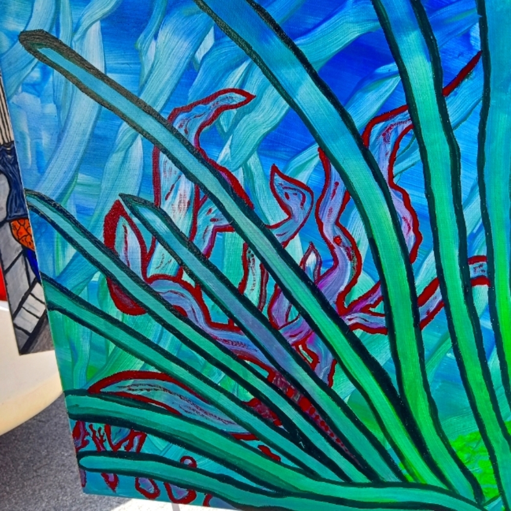 Acrylic painting blacklight reactive and  uv sprayed on protection clear